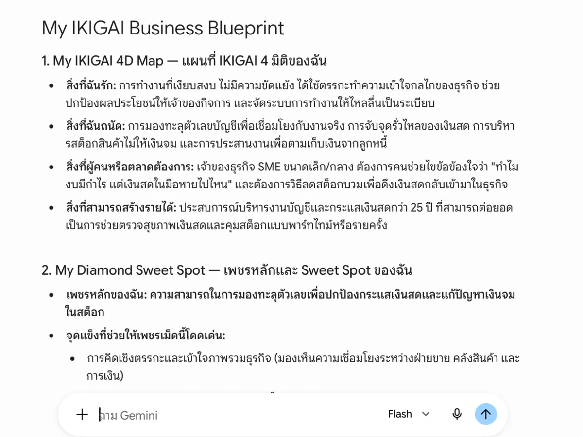 ตัวอย่างหน้า 1 ของ My IKIGAI Business Blueprint